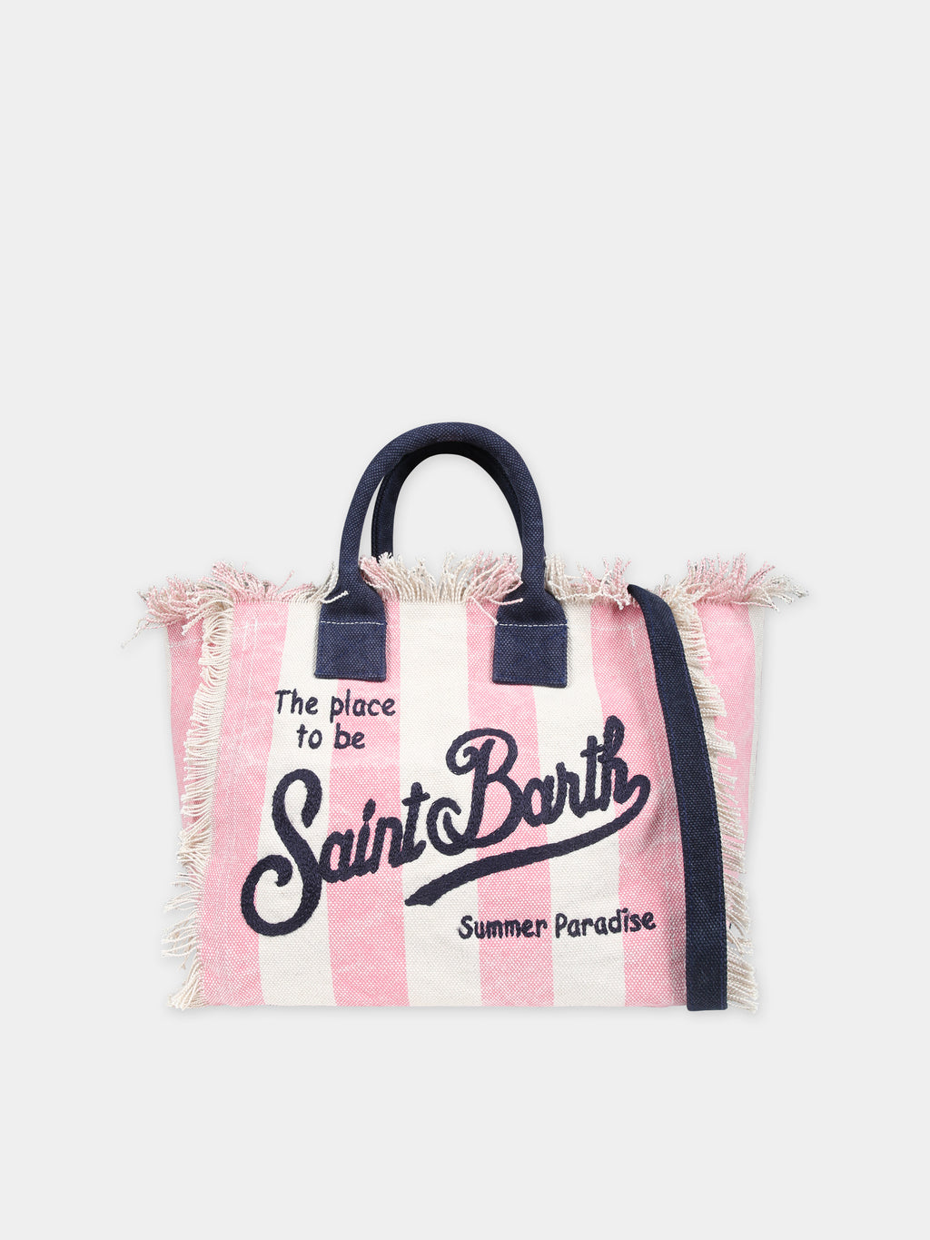 Pink beach bag for girl with logo
